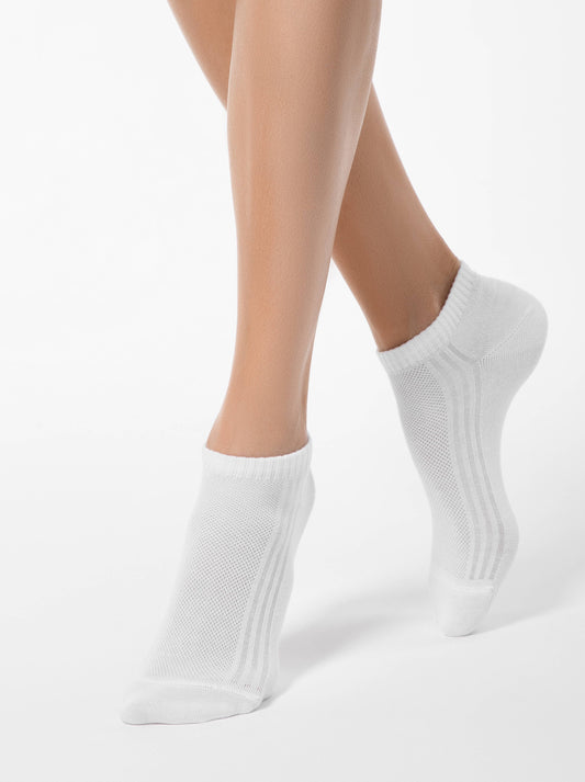 Sneaker Socken dünn und atmungsaktiv für Damen in weiß und schwarz - Luzy