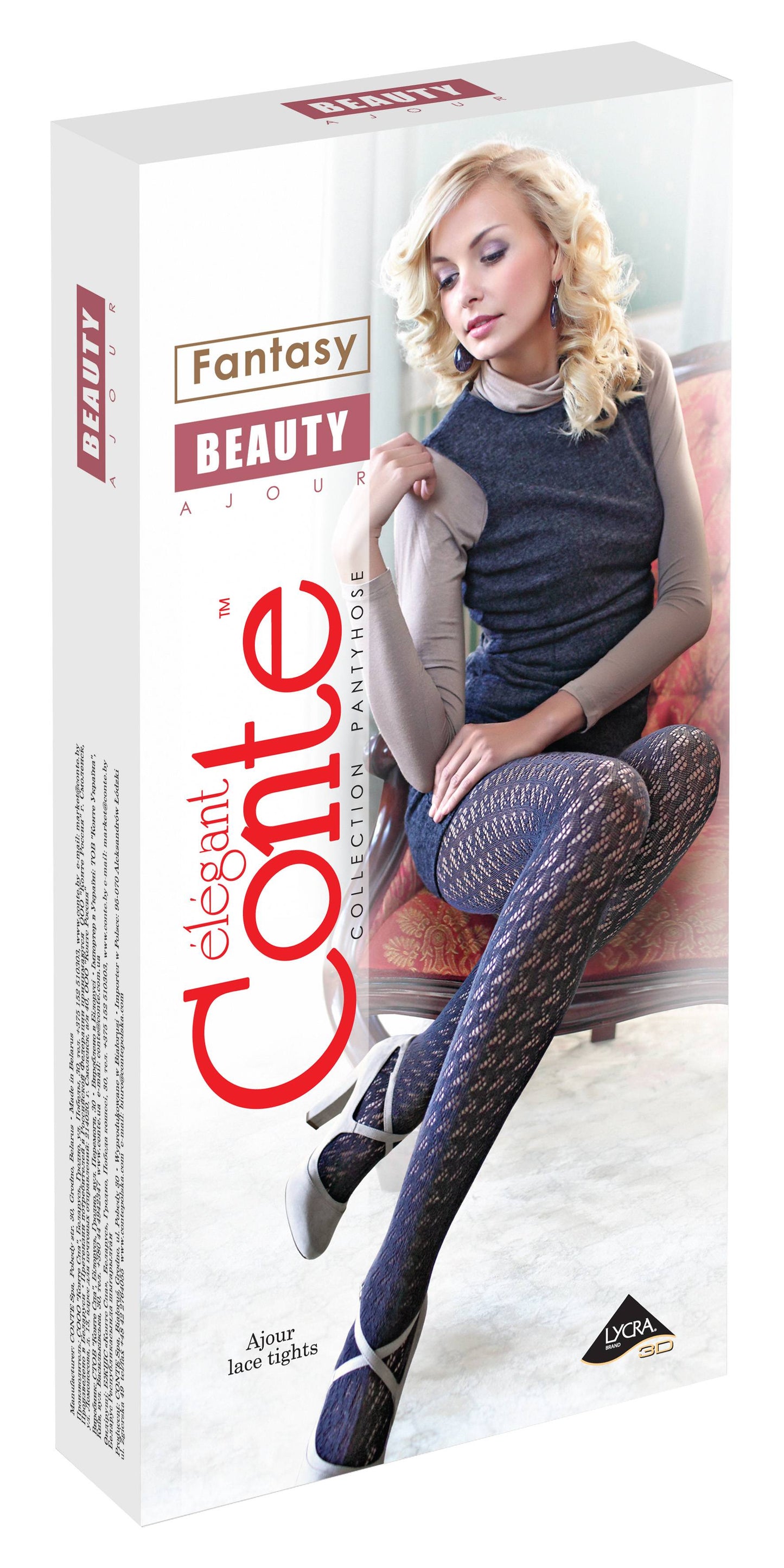 Hochwertige warme Spitzenstrumpfhose mit 3D Effekt -CONTE BEAUTY - Luzy