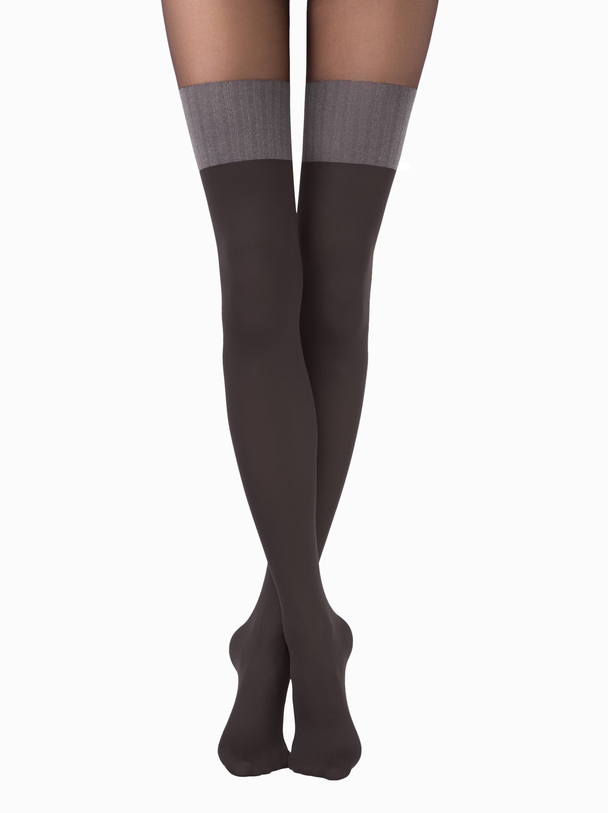 Blickdichte Damenstrumpfhose Overknee Optik 50Den - TWICE - Luzy