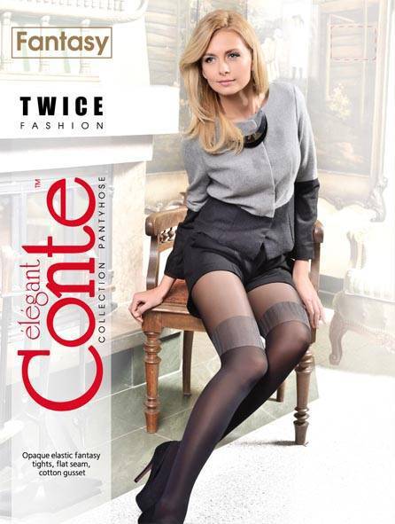 Blickdichte Damenstrumpfhose Overknee Optik 50Den - TWICE - Luzy