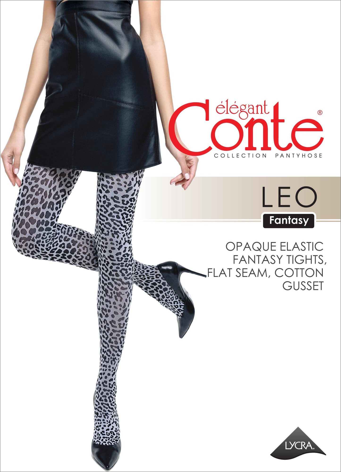 Blickdichte Damenstrumpfhose mit  Leo Print- LEO 50 Den - Luzy